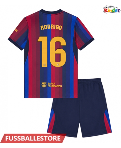 Günstige Barcelona Rodri Hernandez #16 Heimtrikotsatz Kinder 2026-27 Kurzarm (+ Kurze Hosen)